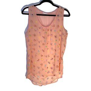 Mine Women/Teen Sheer Pink Print Tank Top